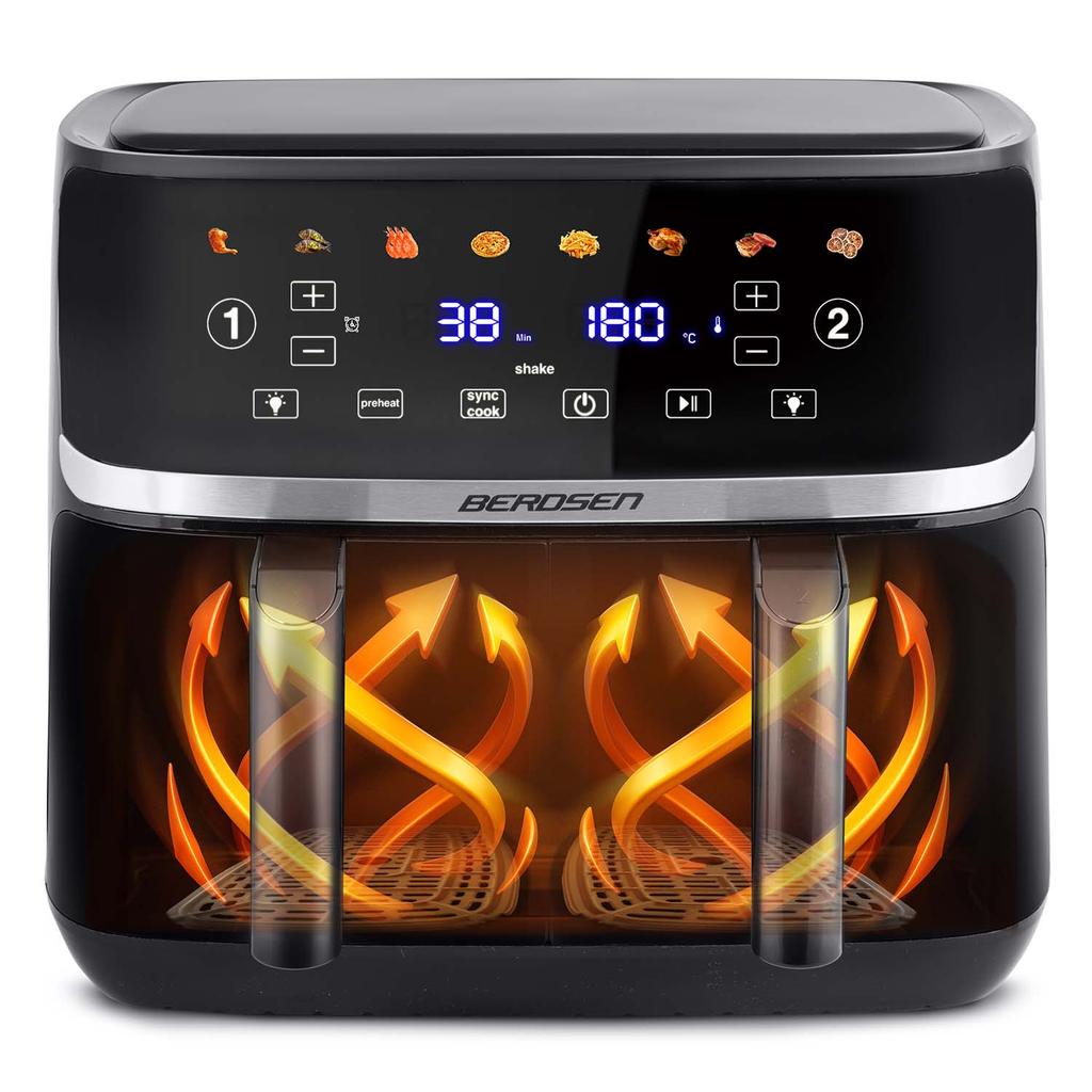 Large Xl Dual-Basket Air Fryer, Berdsen