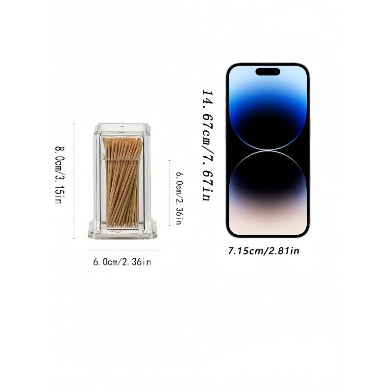 1PC PMMA Toothpick Holder, Clear Acrylic Toothpick Holder ,Minimalist Clear Toothpick Holder Dispense,Elegant Clean For Home Kitchen Storage