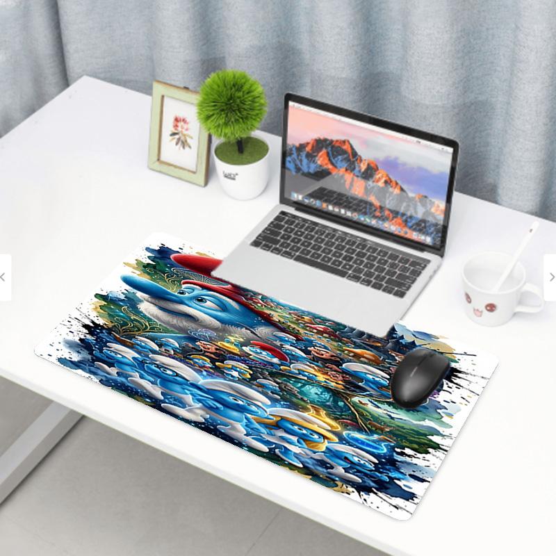 Blue Smurfs Print Mouse Pad, Anti‑Slip Desktop keyboard Mat, for PC Laptop Gaming Working Daily Use, Cool Festival Surprise Gift