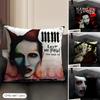 M-Marilyn Manson Чехол для подушки Rock Натуральный лен Органическая ткань Двусторонняя печать Диван Домашний декор Подарок Наволочка