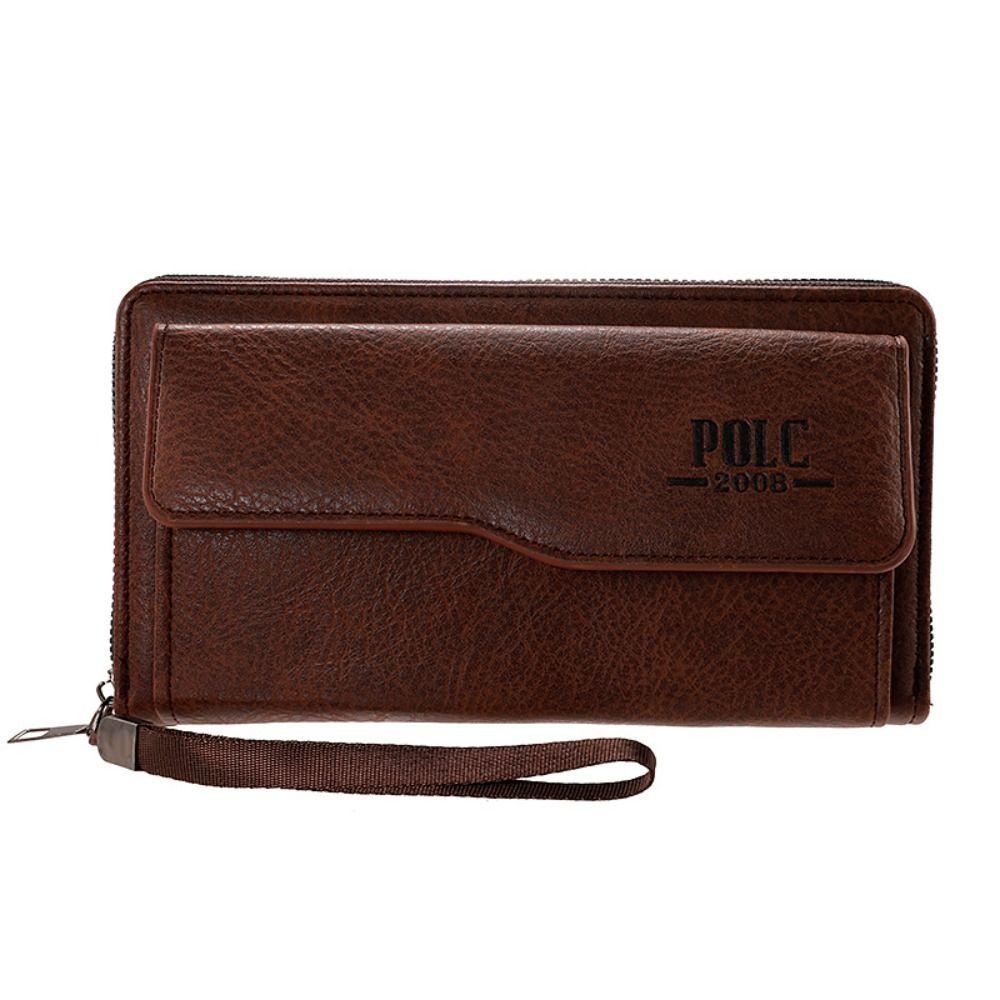 Кожаный кошелек двойного сложения большой вместимости мужская ручная сумка повседневный мужской длинный кошелек для улицы