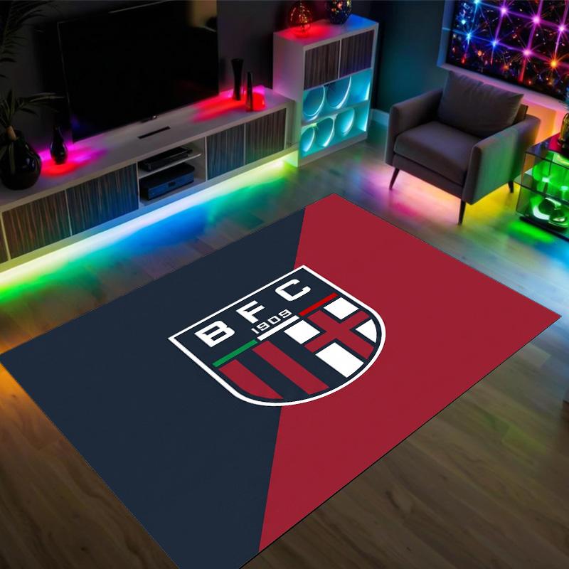 Bologna FC Design Crystal Velvet Carpet Cozy Non?Slip Printed Rug For Bedroom Living Room Entrance