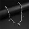 Серебристая necklace с пентаграммой-шипом для женщин мужчин Уличный Хип-хоп Звездные подвески Цепочка на ключицу Ювелирные изделия Подарки
