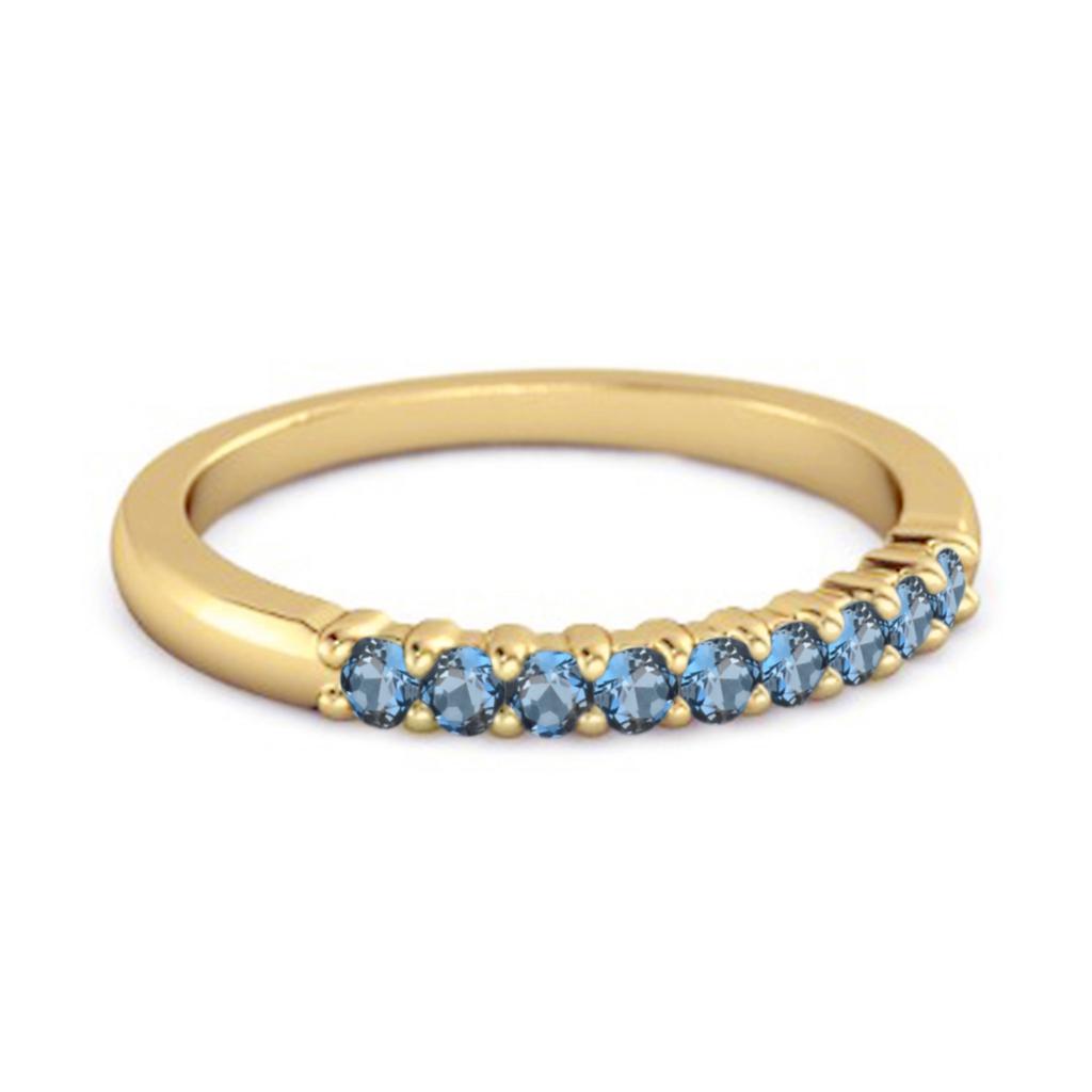 London Blue Topaz Band Petite Eternity Ring - 925 Sterling Silver Gold Vermeil