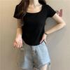 Summer Round-Edge Slimming Short-Sleeve Women's T-Shirt - New Korean Style