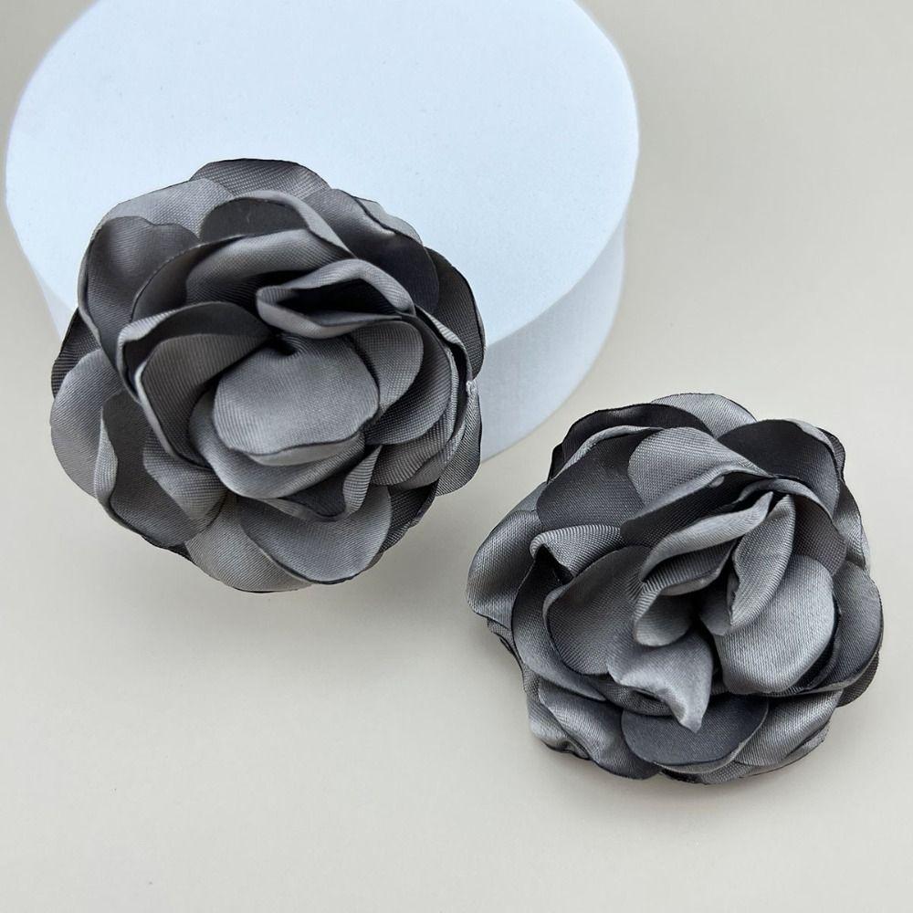 Fabric Large Flower Earrings Jewelry Accessories Floral Ear Stud New Wedding Earrings