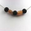 Stones and Minerals. 8mm Lava Bead Necklace + Tanzanian Sunstone Stainless Steel Chain.