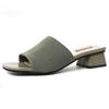 Women's Shoes Slippers Outdoor 2024 Summer Fashion Knitted Stretch Open Toe Thick-soled Heels Half-drag Sandals Ladies Footwear