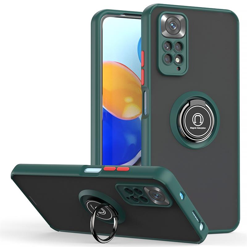 Противоударный матовый чехол-броня из ПК для Xiaomi Redmi Note 11 11S 11E 11Pro 4G 5G с автомобильным магнитным держателем-кольцом для Redmi Note11 Pro