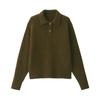 MUJI Поло из буклированной шерсти, хаки, размер BA1P7A4A, женский свитер, зеленый, XL,