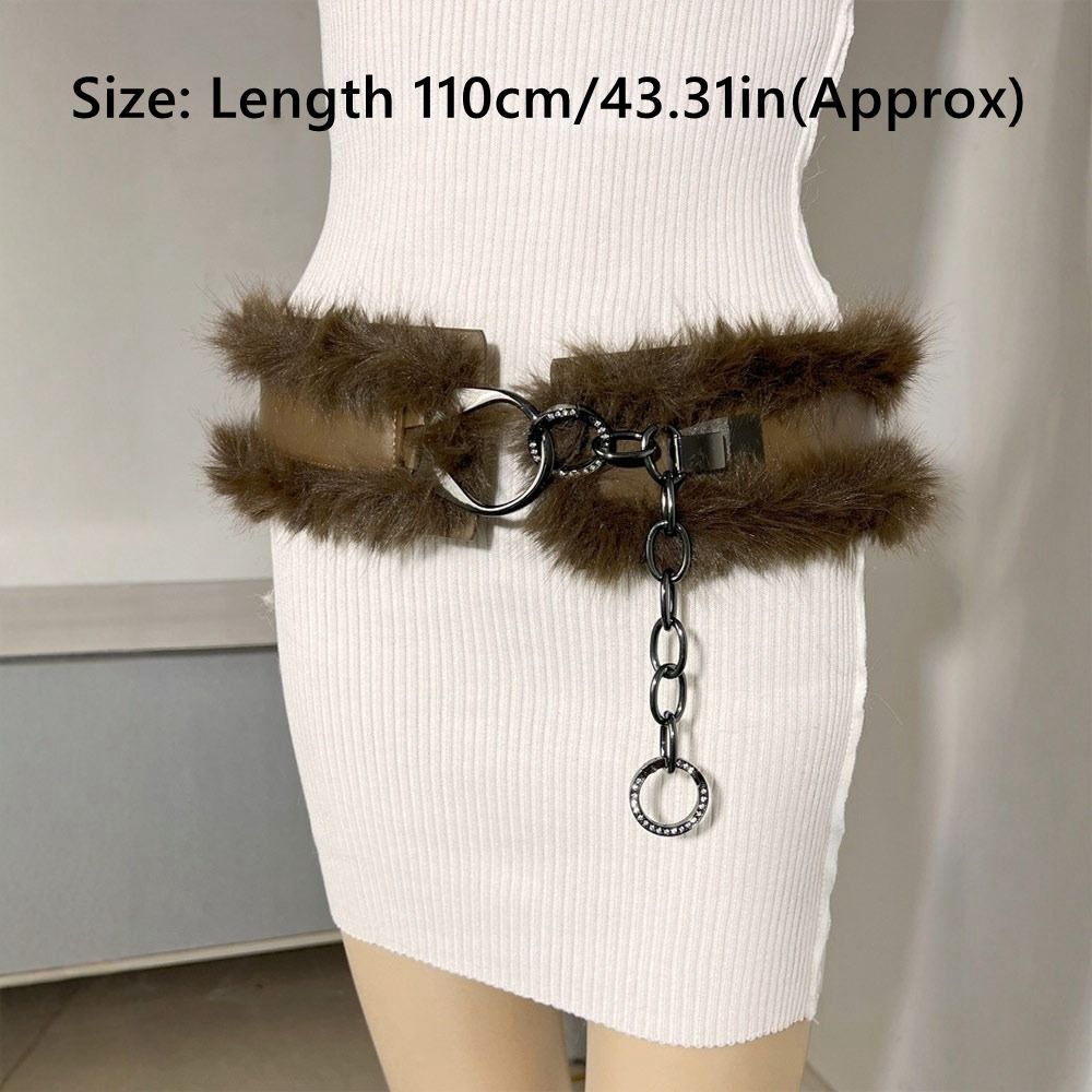 С цепочкой панк меховой пояс супер мягкий пояс джинсы брюки декор плюшевая цепочка на талию