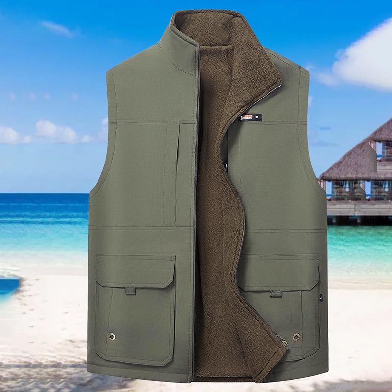 Мужской зимний жилет Plus Velvet Multi-Pocket Vest - Outdoor Fishing & Workwear