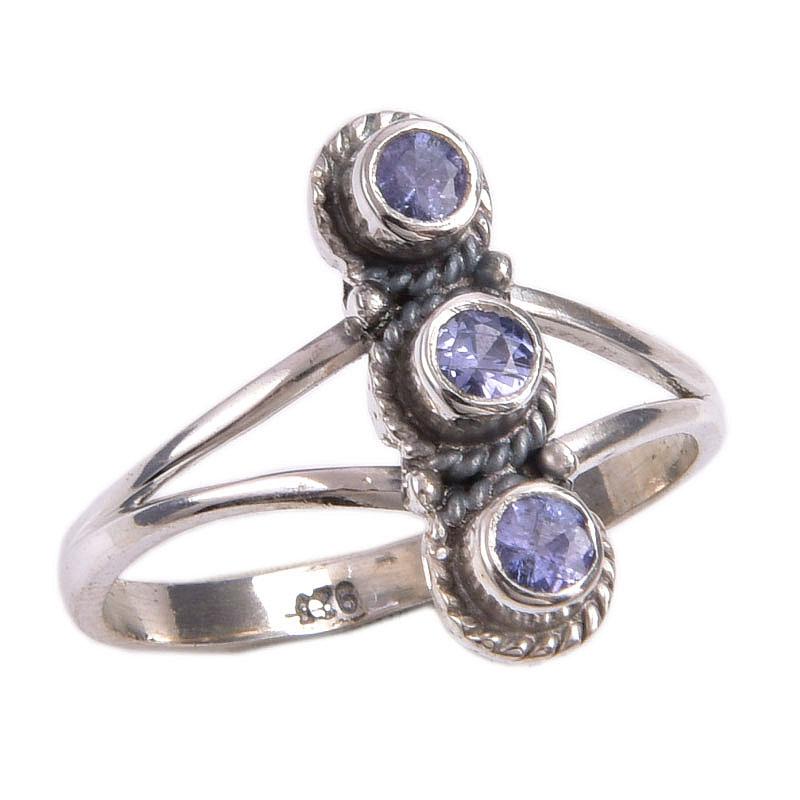 Ювелирное кольцо из стерлингового серебра 925 пробы с натуральным танзанитом, размер 8 F4f98