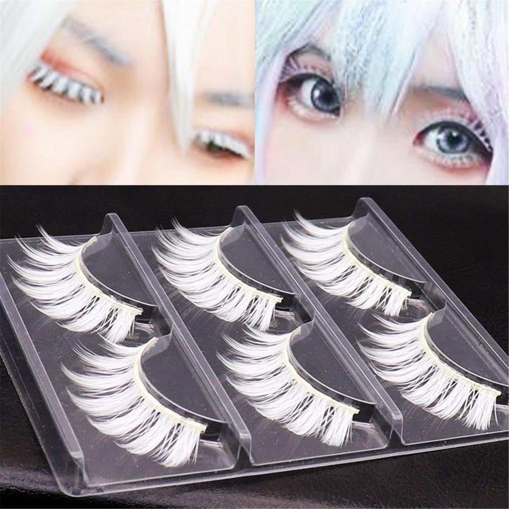 Cosplay Wispy Reusable Natural Fluffy False Lashes Cosplay False Eyelashes White Lashes