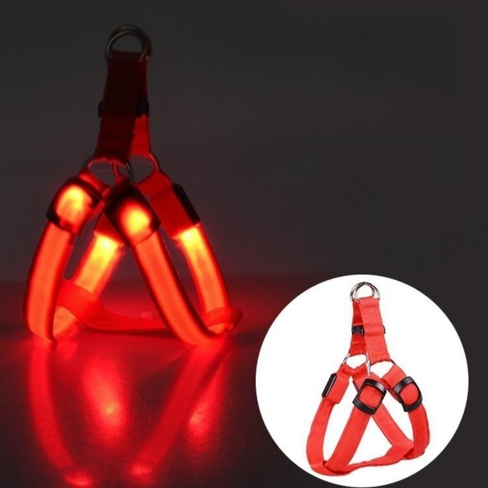 Durable Light Up LED Dog Harness Adjustable Rechargeable Luminous Pet Chest Strap Soft Flashing Dog Glowing Vest Pet Safety