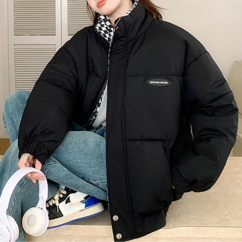 Новая зимняя пуховая хлопковая куртка, женская свободная стеганая куртка на молнии, женская однотонная утолщенная теплая парка-пуховик, куртки