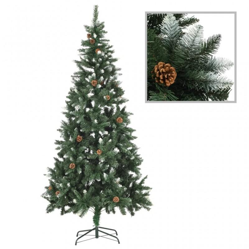Day and Night - Day and Night Artificial Christmas Tree with Pine Cones and White Glitter 210 Cm