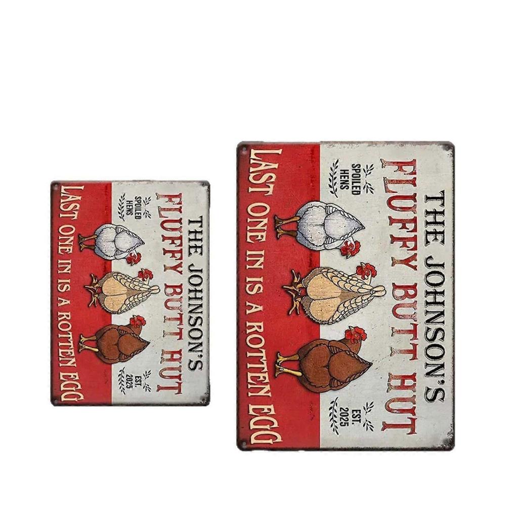 Fluffy Butt Hut Chicken Coop Metal Sign, Funny Farm Decor