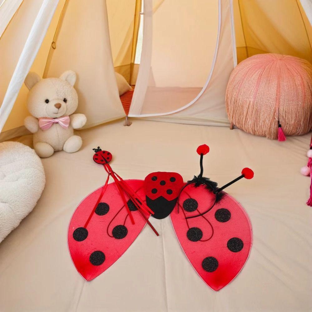 Headband Ladybug Costume Foldable Wings Performance Costumes Insect-themed Costumes  Halloween