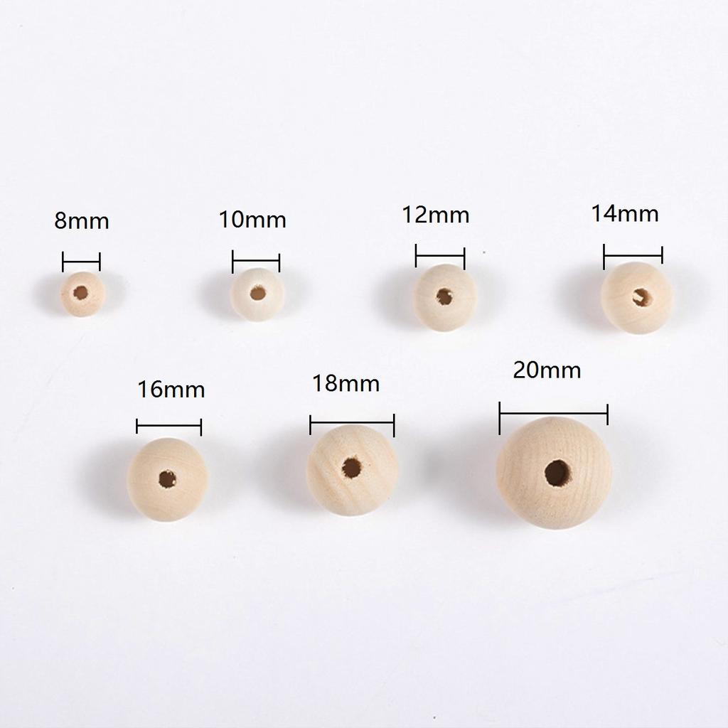 Натуральный цвет дерева Изготовление ювелирных изделий Деревянные бусины ручной работы Круглые DIY аксессуары 8-20 мм Браслет Украшение для дома