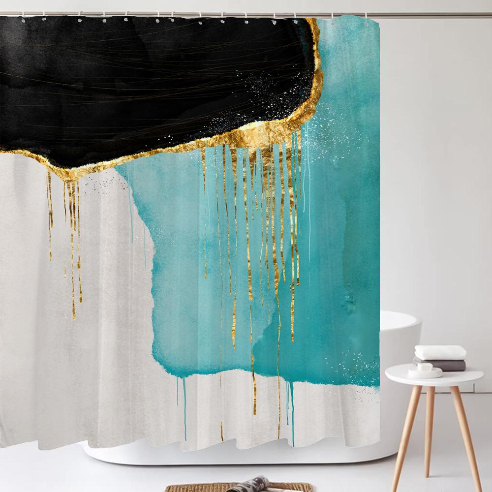 Nordic Abstract Art Shower Curtain Simple Geometry Bath Bathtub Curtain Waterproof Polyester Bathroom Curtain Accessories Decor