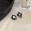 Модные и креативные простые геометрические серьги с инкрустацией цирконами, нейтральные и крутые черные, персонализированные повседневные украшения для вечеринок, подарки