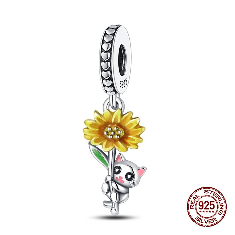 925 Sterling Silver Butterfly Tulip Iris Flower Charms Beads Fit 925 Original Bracelets Fine DIY Valentine Jewelry Gifts