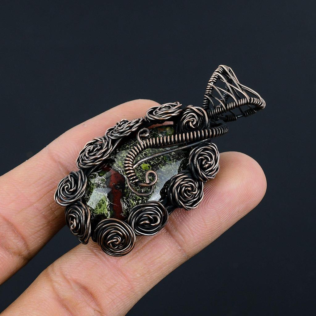 Подвеска из яшмы Драконьей крови, обернутая медной проволокой 999 пробы, Ювелирные изделия с подвеской из драгоценного камня ручной работы, Подарки для жены, Новая подвеска