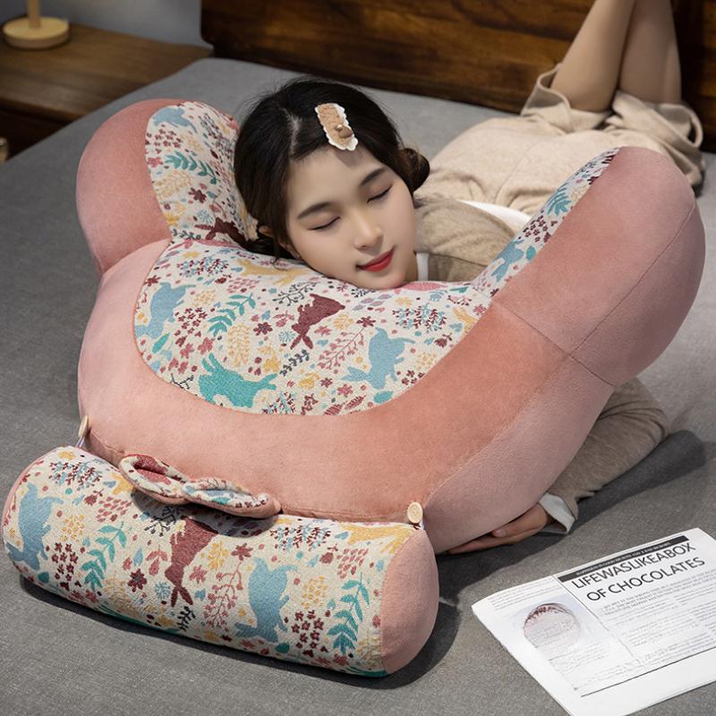 Retro Lumbar Support Large Cushion Bedside Reading Playing Sofa Pillow Home Bedroom Office Waist Protection Pillows Removable Relieve Fatigue