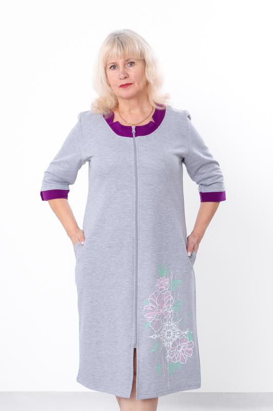 Women’s Zip-Up Robe – Soft Brushed Fabric with Printed Design, Demi-season, 8004-023-33-1 HC