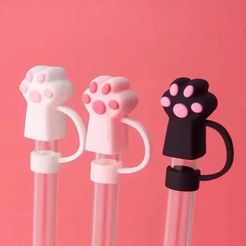 1/3Pcs Dustproof Straw Cover Cartoon Cute Cat Claw Glass Beverage Kitchen Beverage Straw Cover Accessories