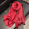 New Imitation Silk Fashionable Elegant High-end Long Silk Scarf Short Beard Shawl Long Scarf Tensile Cotton Gold Silk Scarf