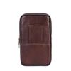 Men's Genuine Leather Waist Pack Bag Double Zipper Cell Mobile Phone Case Coin Purse Pocket Pouch