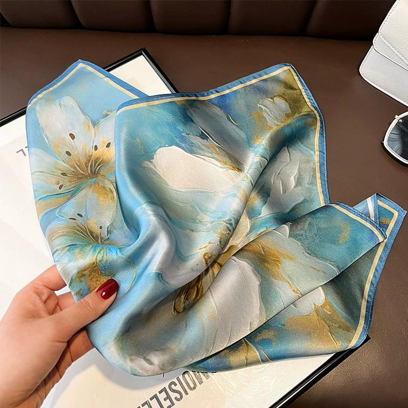 Новый 100% Натуральный Шарф из Натурального Шелка Женский Платок Бандана Квадратные Шарфы Палантин Косынка Тутовый Весенняя Мода Роскошный Высокое Качество Хиджаб