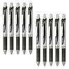 Pentel Gel Ink Energel Knock Ballpoint Silver 10 Pens Pen, 0.5mm, Barrel, Black, BLN75Z-A,