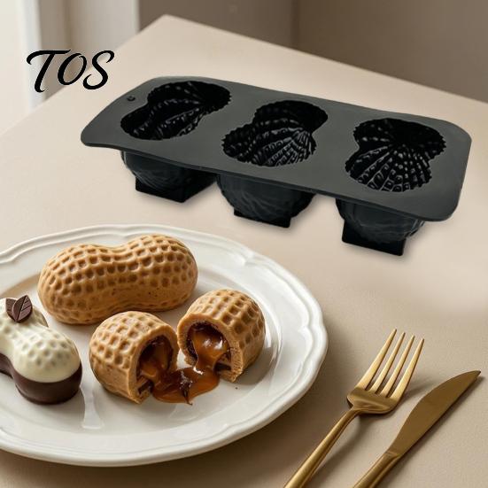Peanut Shaped Silicone Mold Baking Mold, with 3 Cavity, Flexible Non-stick Multipurpose Accessory Tray, for DIY Chocolate Mousse Cake Biscuit