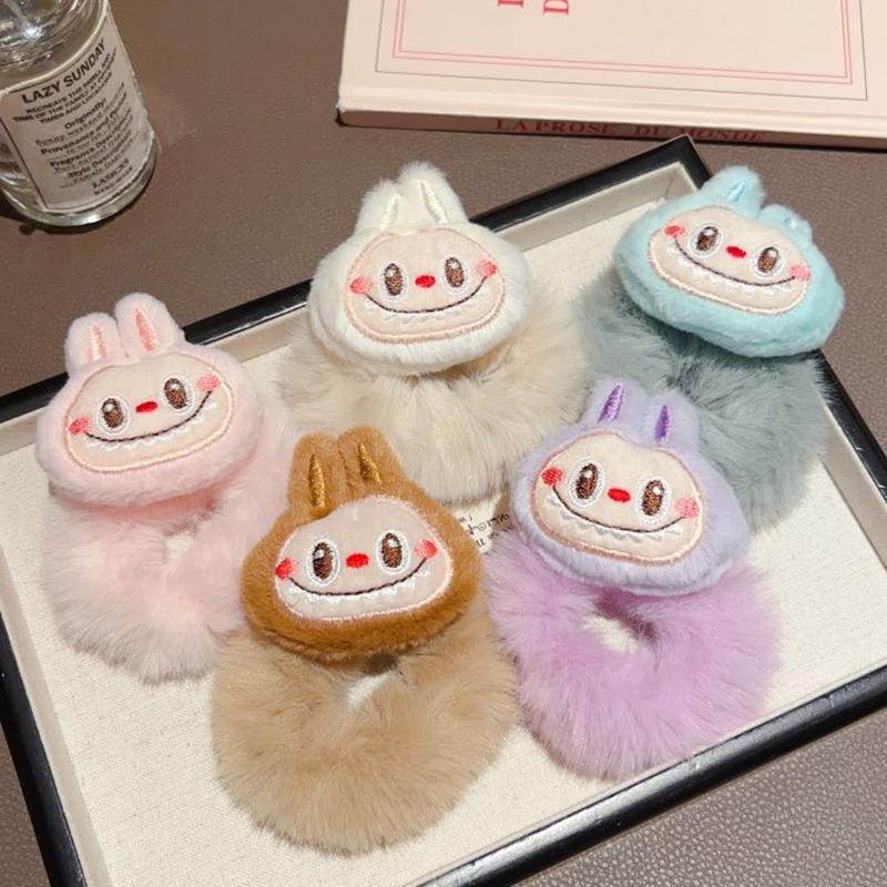 2 шт. милые мультяшные плюшевые петли для волос Labubu, не вредят волосам, головные уборы, детские веревки для волос, милые высокоэластичные резинки, подарки