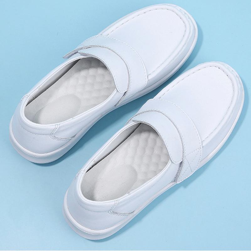 Nurse White Women's Spring Summer 2024 New Thick-soled Soft Leather Single Shoes Autumn Casual Flats Bottom Comfortable Loafers