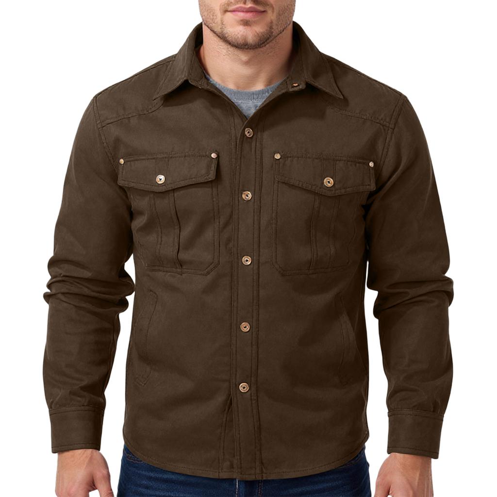 Men's Relaxed-Fit Casual Workwear Long-Sleeve Jacket Shirt