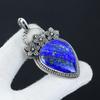 Серебряный кулон с натуральным лазуритом из стерлингового серебра 925 пробы — цветочный дизайн ручной работы, повседневные украшения, уникальный кулон в виде ваты в подарок