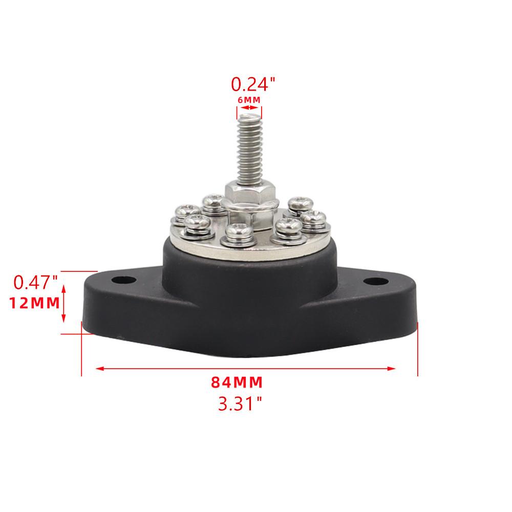 Black Battery Junction Post Bus Bar Power Distribution Block M6 Stud Terminal