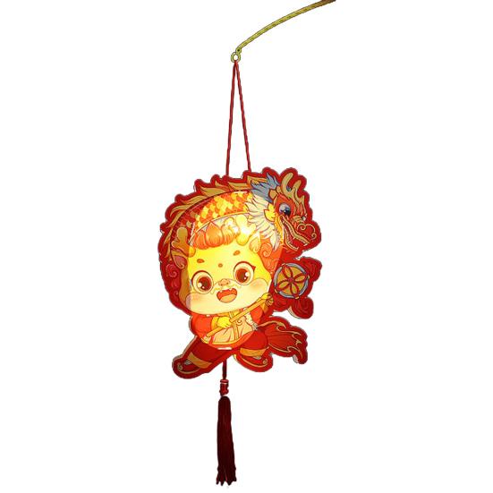 Ручные фонарики Года Дракона, милый мультяшный дизайн, ручной фонарь с четким принтом и зашифрованными кисточками