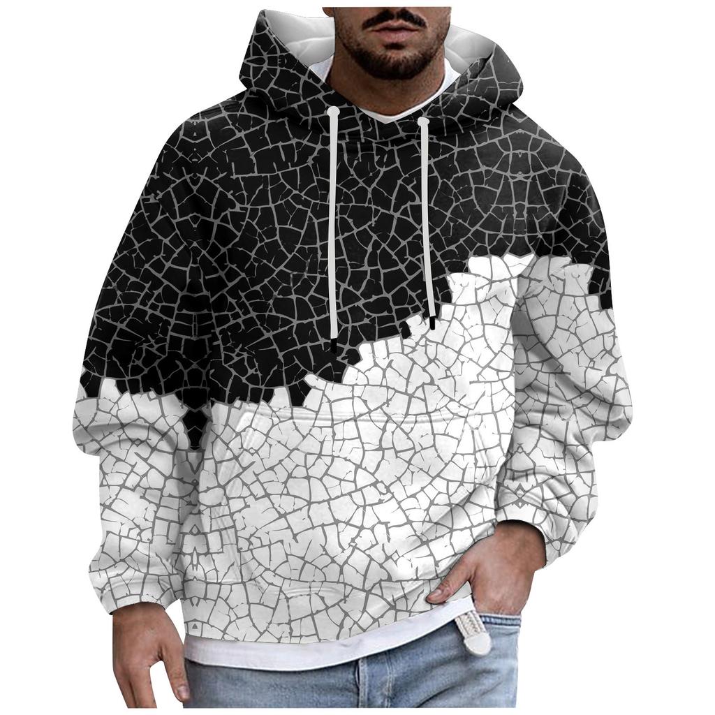 Men's Print Plush Warm Coat Fleece Sweater Casual Coat Pocket Sweater Autumn Winter Coat