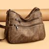 Многослойная мягкая кожаная сумка для женщин среднего возраста, сумка через плечо, новая универсальная простая сумка через плечо, большая вместимость, сумка для мам