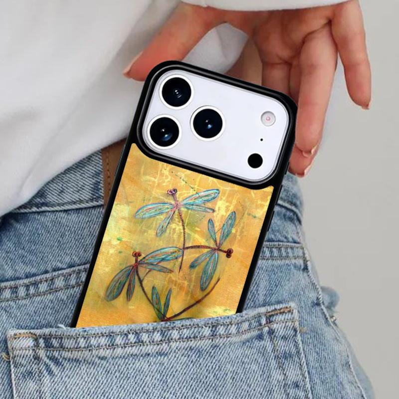 Чехол для телефона с узором «Стрекоза» для iPhone 16e 15 14 13 12 17 Pro Max Plus Air 17pro Защитный чехол Coque