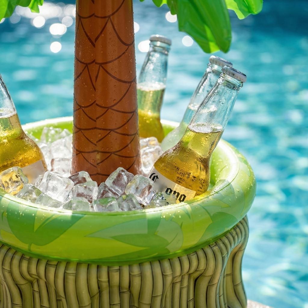 Inflatable Tree Cooler, Hawaiian Luau Party Drink Holder, Floating Pool Beverage Bucket For Summer Beach, Pool Party & BBQ