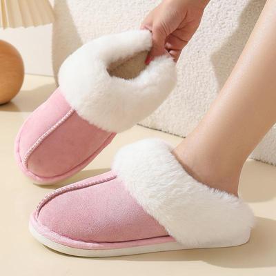 Женские бархатные нескользящие тапочки Plus - хлопковые домашние тапочки в корейском стиле для осени и зимы.