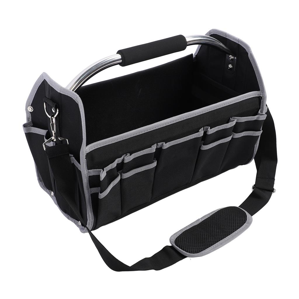 Сумка для инструментов электрика, портативная, большой емкости, многофункциональная, с открытым верхом и стальной ручкой для