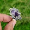 Натуральный шевронный аметист Кольцо-цветок обещания Регулируемое серебро 925 пробы Для девочек