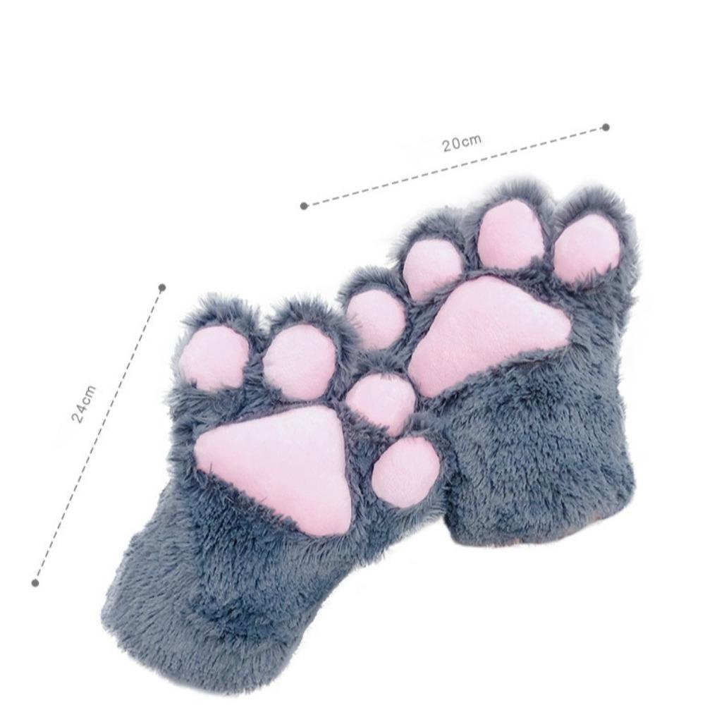 Cartoon Plush Mittens Plush Fluffy Cat Gloves New Cute Cat Claw Paw Gloves Women